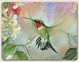 11"x15"~ Hummingbird and Honeysuckle ~ glass Cutting Board ~ code 727