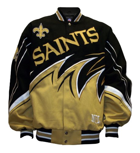 NFL Men's New Orleans Saints Slash Jacket (Black/Old Gold, Medium)