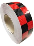 LizardTape 2"in. x 150'ft. Multi Color Grid Design Reflective Conspicuity Tape - Color Black/Red ...