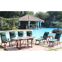 Gartenm�bel-Set Lagos, 16 tlg., Akazie - inkl. Aufl. gr�n gestreift