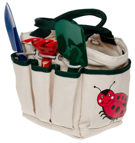 Childrens Toyshop  Toys : Kid's Garden Tote with Tools: Trowel, Rake, & Shovel in a Sturdy Canvas Bag - perfect for Children's small hands!