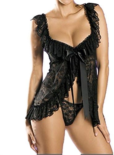 Love Lingerie Women's Lingerie Plus-Size Lace Transparent Dress +G String