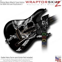 Chrome Skulls on Black Skin fits Band Hero, Guitar Hero 5 & World Tour Guitars for XBOX 360 & PS3 (GUITAR NOT INCLUDED) by WraptorSkinz