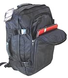 High Quality 44L Cabin Approved Backpack Cabin Flight Bag Holdall Case Rucksack Ryanair Hand Luggage with Packing Straps (BLACK) Size: 55x40x20 cm