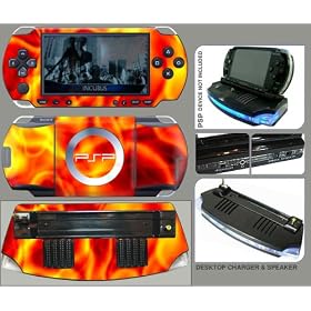 PSP Flame Skin & Desktop Charger / Loud Speaker with Match Skin 90006