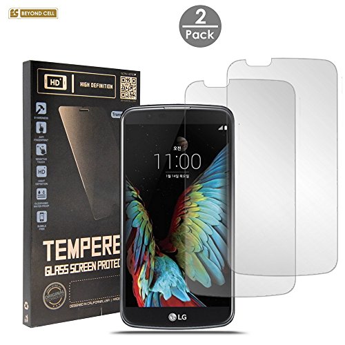 Beyond Cell® LG K10 Tempered Glass, LG Premier LTE, L61AL, L62VL, [2PACK] Bundle Anti-scratch Scratch Proof 0.3mm Ultra Slim 9H Hardness Oleophobic Coating Screen Protector [Clear]