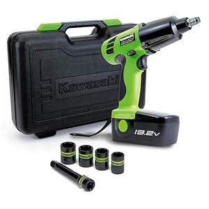 Kawasaki 840074 Green 19.2-Volt 1/2-Inch Cordless Impact Wrench Kit
