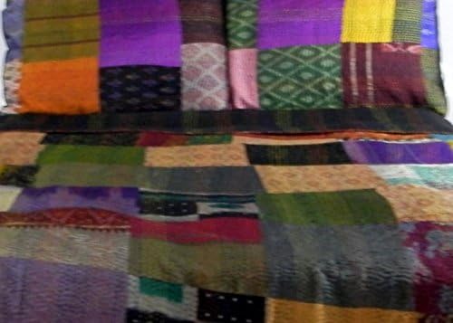 Designer Silk Pillow Shams (Silk Multi Patchwork, Standard 20x26 Inches)