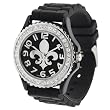 GP Designs Women's Rhinestone Fleur De Lis Silicone Watch