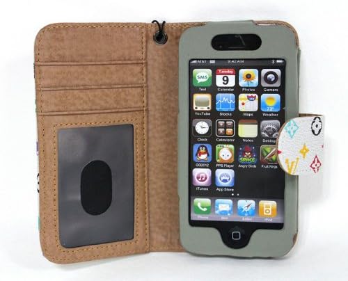 Giffshop Wallet Leather Case for I5/5s Luxury Flip Cover for Iphone 5/5s Pouch with Credit Card Slot White Color (No.3)