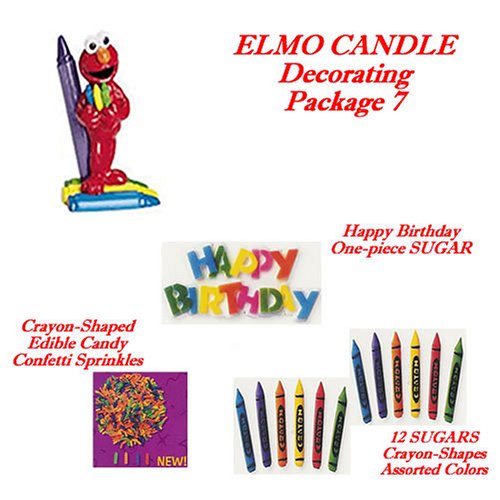 Elmo Cakes - Candle Decorating Package 7 SAVE $1.40 by Wilton, Lucks