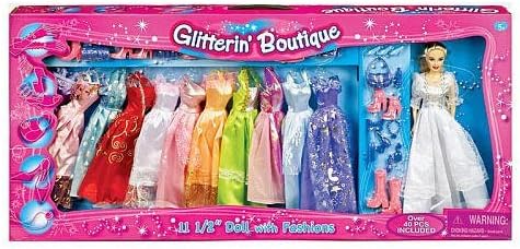 Glitterin' Boutique 11.5 Inch Fashion Doll with Assorted Dresses and Accessories by WINWAY CORP