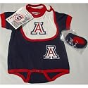 Arizona Wildcats NCAA Infants / Babys / Kids Blue and Red Creeper, White Bib, and Bootie Set