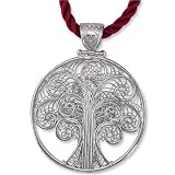 Sterling Silver Large Filigree Tree of Life Pendant by Sajen, 18
