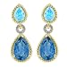 10k Yellow Gold Diamond, Swiss Blue and London Blue Topaz Earrings