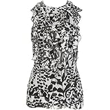 Misses Nue Options Black & White Print Ruffle Top