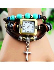 R.M. Fashion Lady Weave Leather wrap around Bracelet Watch,C26