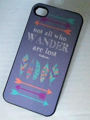 WANDER QUOTE by TOLKIEN iPhone 5 5S Case FEATHER FELLOWSHIP RING KING HOBBIT (BLACK)
