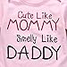 Baby Girls Short Sleeve Cute Like Mommy Smelly Like Daddy Bodysuit (70(0-6M), Pink)