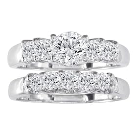 14K White Gold Diamond Bridal Engagement Ring Set 1/2ct tw.