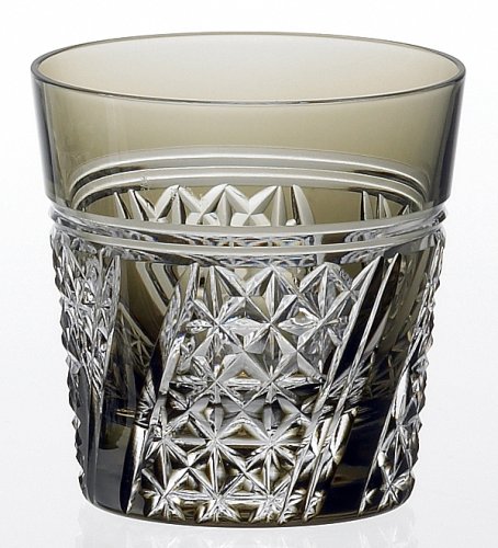 カガミクリスタル 江戸切子 青墨色・蓋物 斜縞に麻の葉 紋 冷酒杯 T481-898-BLK