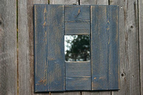 Rustic Square Accent Mirror. Handcrafted, reclaimed cedar wood painted and distressed home decor wall mirror
