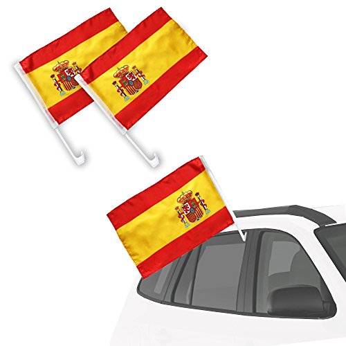 Autofahne Autoflagge 2 Stück Fanartikel EM & WM 2er Set Spanien
