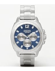Coach Women Watch 14501442 Boyfriend Style Silver Bracelet Blue Dial