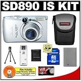 Canon PowerShot SD890 IS Digital Camera (Silver) with 8GB SD Memory Card + Spare NB-5L Battery + Case + Cameta Bonus Accessory Kit