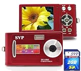 SVP DC-12DX-Red 12MP Max Thinnest DIGITAL CAMERA VIDEO w/ SOUND! (SVP 2GB High Speed SD Memory Card Included)