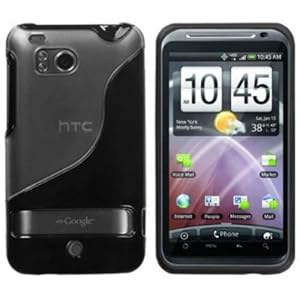 Clear - Durable Glossy Hard Shield with TPU Rubberized Gel Silicone Skin Cover Case for HTC Thunderbolt 4G / Droid Incredible HD 6400 Cell Phone