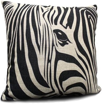 Sunny Outlets Decorative 18 X 18 Inch Linen Cloth Pillow Cover Cushion Case, Zebra Print Pattern