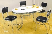 Hot Sale 50's Retro Table Set Chrome Oval Table With 4 Chairs