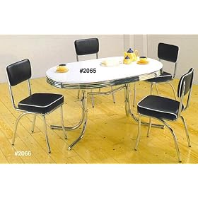 50's RETRO TABLE SET CHROME OVAL TABLE WITH 4 CHAIRS by Chairs