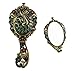 Ivenf Vintage Handheld Metal Oval Make-Up Mirror, Peacock Closed Tail, Bronze