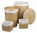 Chevron Round Wicker 4-Piece Hamper Set