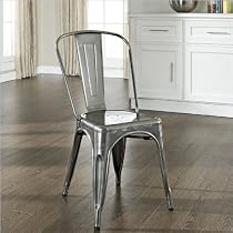 Big Sale Amelia Metal Cafe Chair in Galvanized Finish - Set of 2
