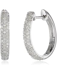 10k Gold Oval Pave Diamond Hoop Earrings (1/2 cttw, H-I Color, I2-I3 Clarity)