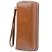 Jack&Chris Women's Long Wallet Leather Clutch Large Zipper Purse for iphone 7, WBXH050 (Brown)