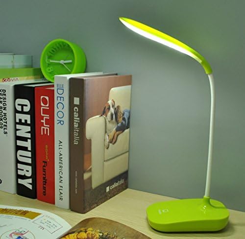 Dimmable LED Desk Lamp, RTSU® Gooseneck LED Reading Light (Micro USB Port, Built-in 600mAh Lithium Battery, Warm White, Touch-sensitive Control and Stepless Dimmer, Last Setting Memory)(Green)