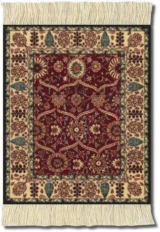 Lextra (4-Pc Shah Jahan Coasterrug Set: Metropolitan Museum of Art), Coasterrug, Burgundy/Tan/Black/Light Blue, 5.5 x 3.5 Inches, Set of Four (MSJ-C)