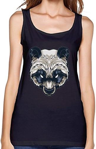 LUKAIFG women's Angry Panda Head Tank Top 100% Cotton