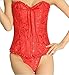 Zanuce Women's Sexy Satin Boned Lace Up Overbust Plus Size Corsets Bustier