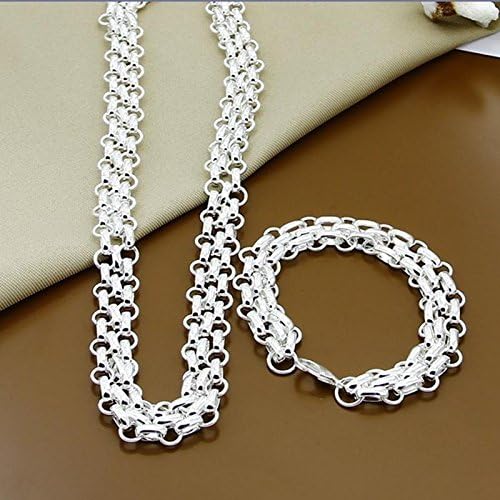 UR925 Leisure Fashion 925 Silver Plated Jewelry Set of 2 Bracele Necklace Chain, T017
