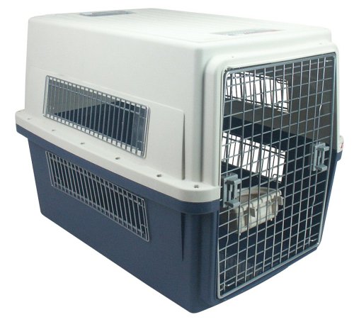 IRIS Puppy or Dog Airline Travel Carrier Cage, 65 Pounds, Blue