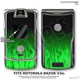 Razr V3m Fire Green Tattoo Skin for Motorola Razor by TuneTattooz