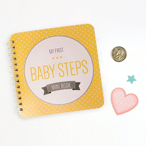 NEW! Baby First Year Memory Mini Book. Yellow Sun "Modernista"(TM), Poly Cover Hand Made. Intimate, travel size memory keeper record book and journal for Boy or Girl. 5x5" - Best Shower Gift!