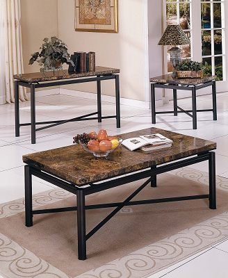 Paloma Marble Top Cocktail And Two End Tables Set