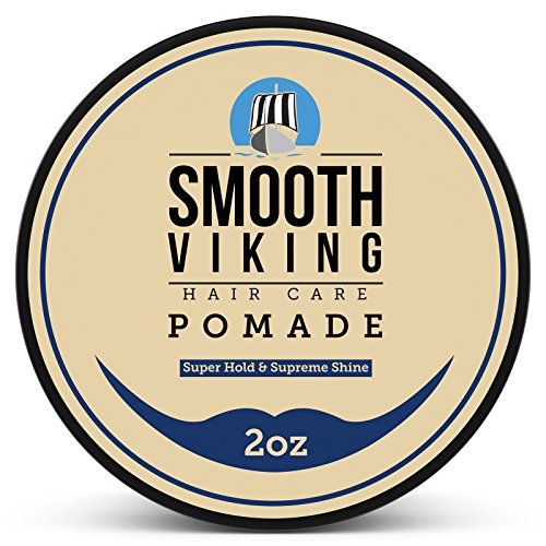 Strong Pomade for Men - Best Hair Styling Formula for Maximum Hold and High Shine - Perfect for Straight, Thick and Curly Hair - Smooth Viking