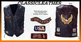 Diamond PlateTM Rock Design Genuine Buffalo Leather Biker Vest with Patches